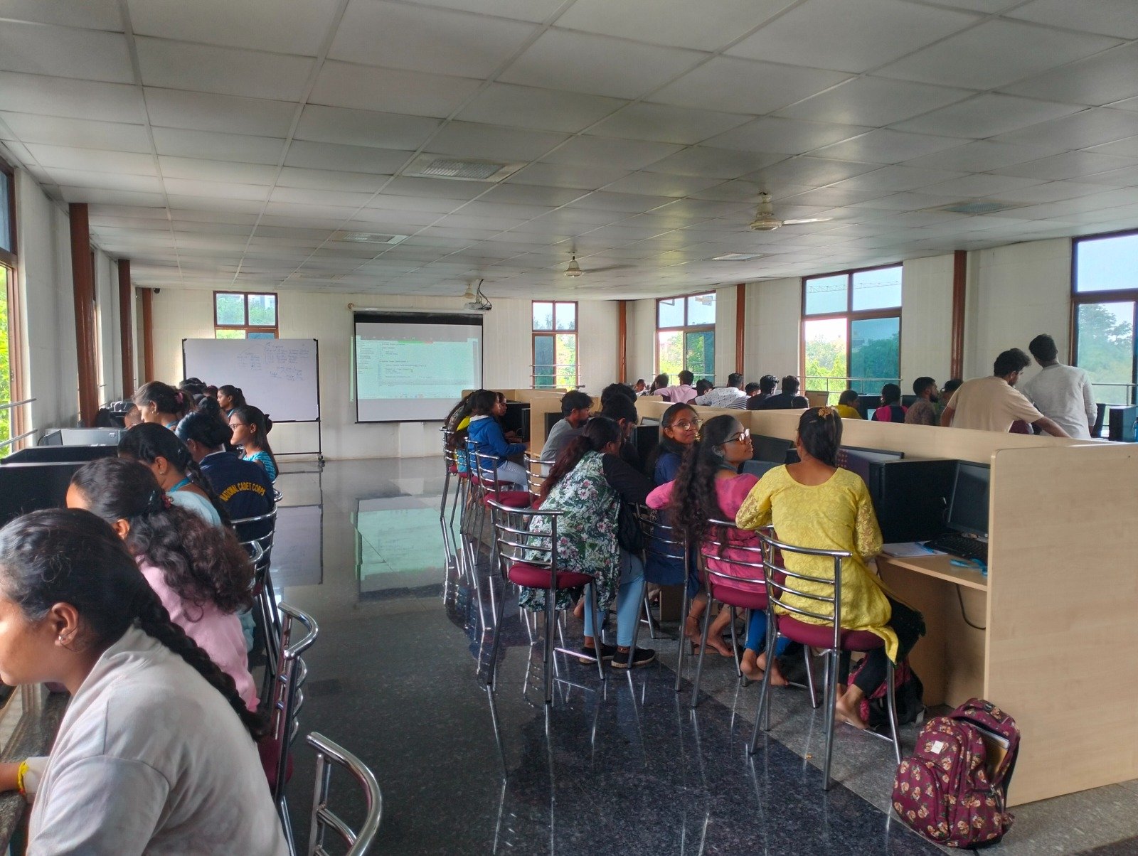 The full batch in session, viewed from the back of the lab